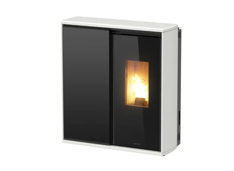 [REVERSES/1/B1] Poêle à granulés - Jolly Mec REVERSE S (Verre noir décoré top blanc)